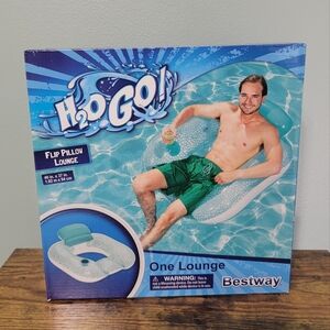 H20 Go Flip Pillow Lounge Inflatable Pool Chair Float‎ Aqua & Clear